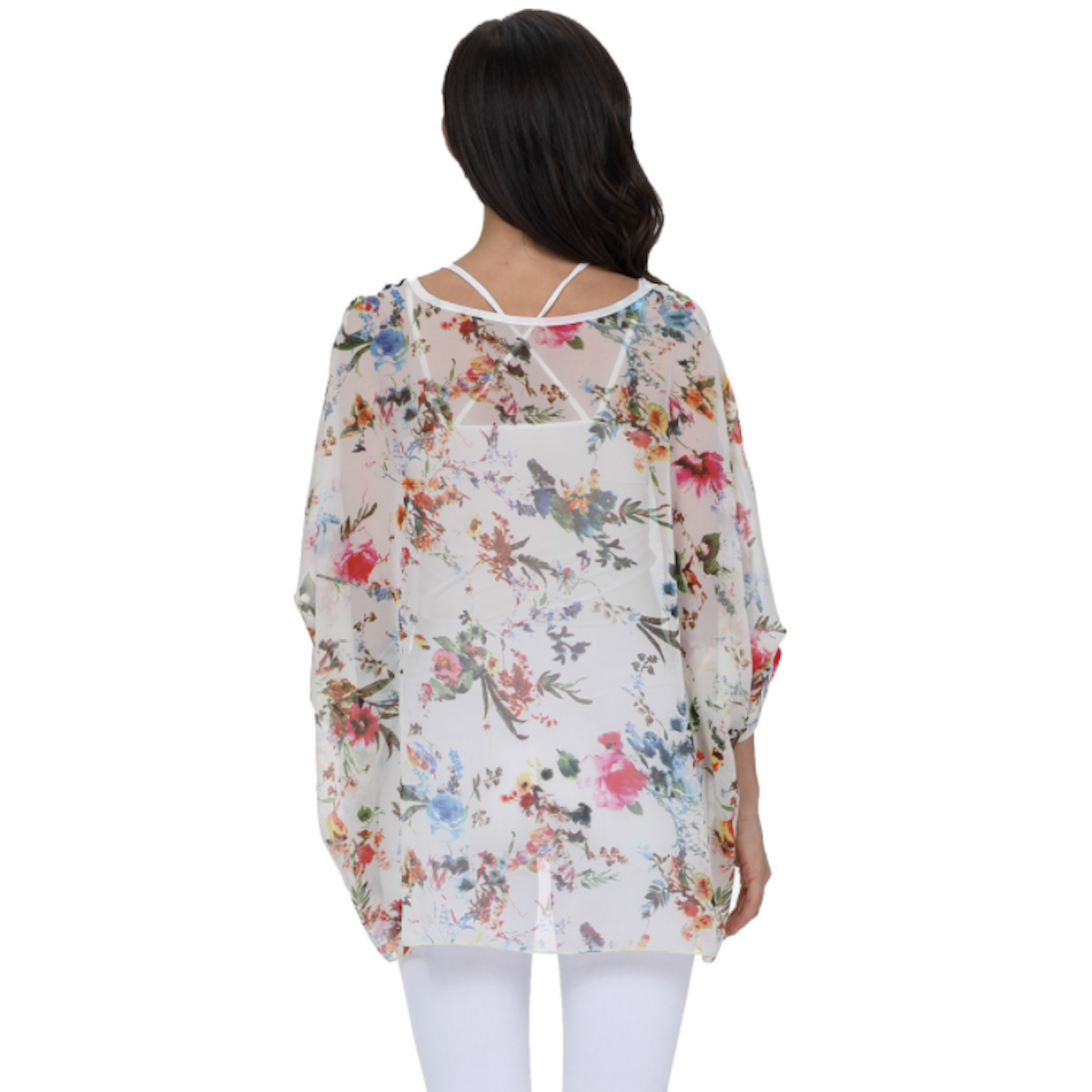 Womens Summer Floral Print Chiffon Tunic Top